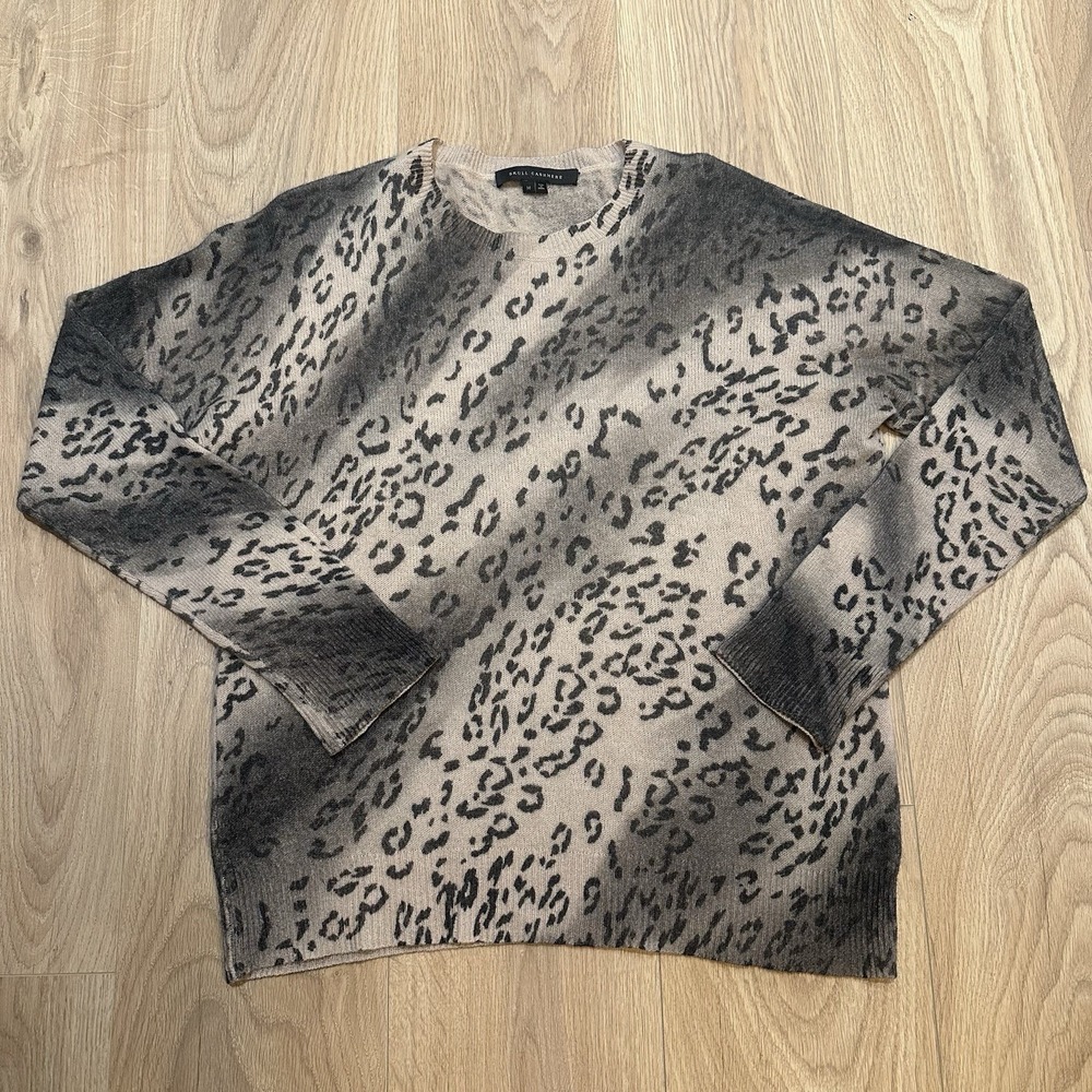 Skull Cashmere Women's 100% Cashmere Dropped Shoulder Sweater Size M Leopard